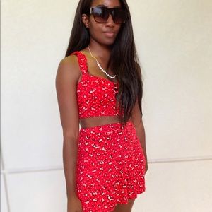 Two Piece Red Flower Set